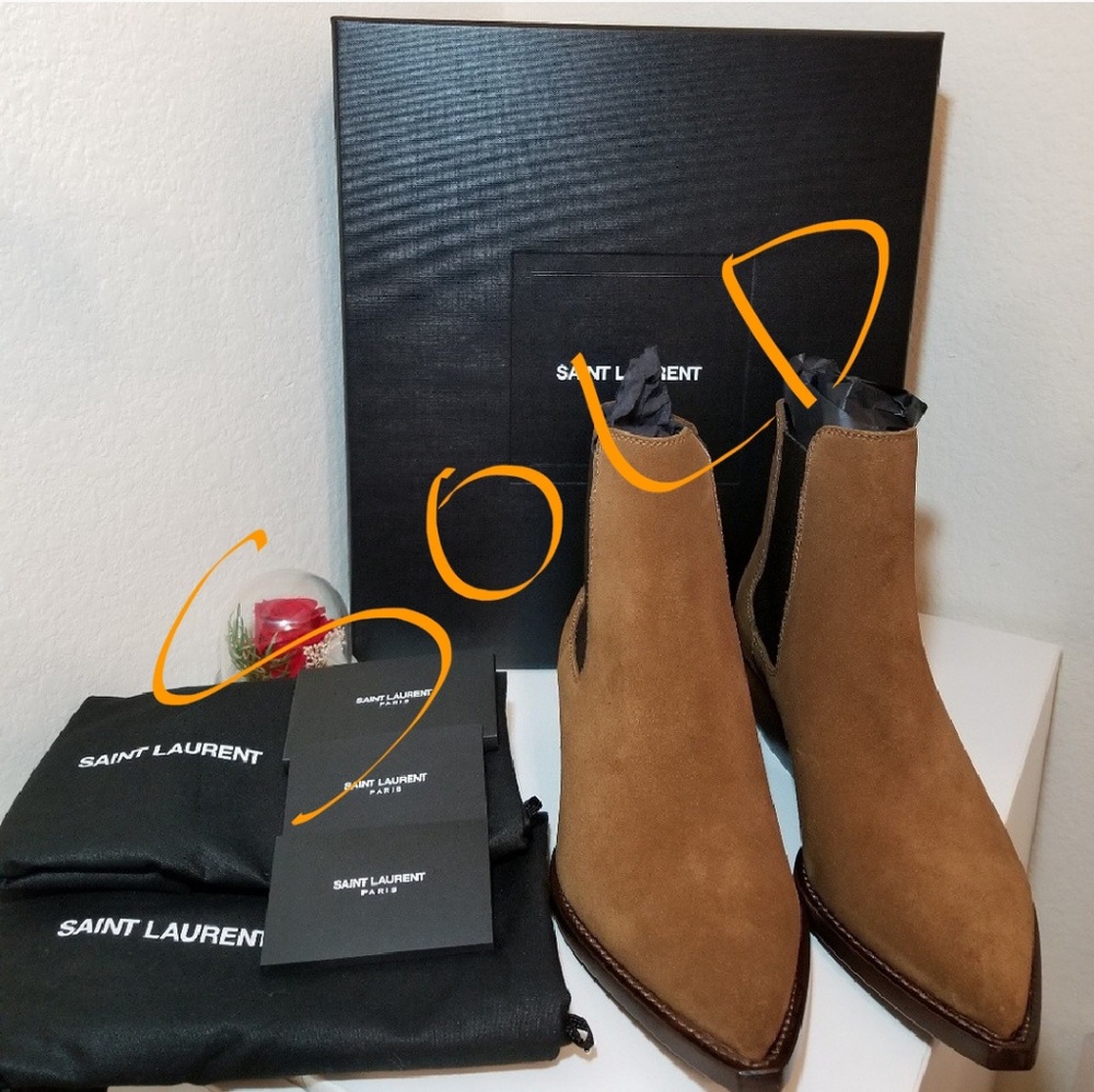 NWT Saint Laurent Theo Suede Chelsea Boots EU 40
